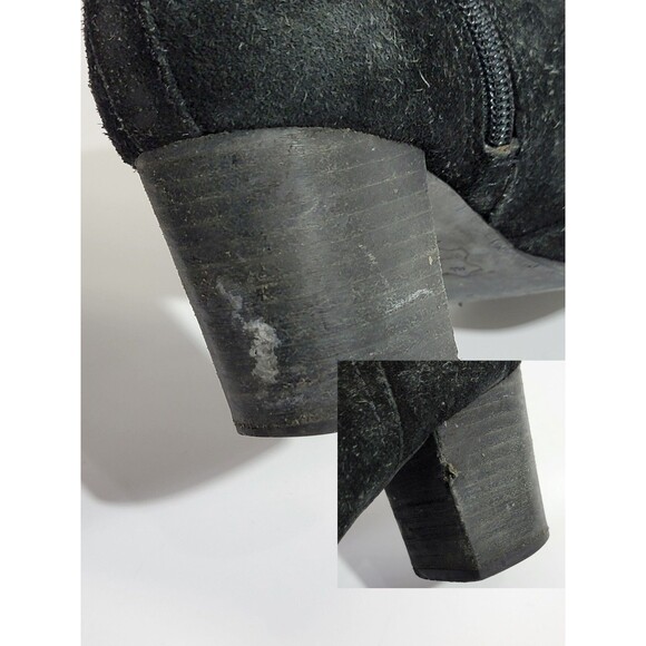 MDS Women's Size 7M Tory Burch Leena Black Suede Leather Zipper Ankle‎ Boots GUC - Picture 10 of 12